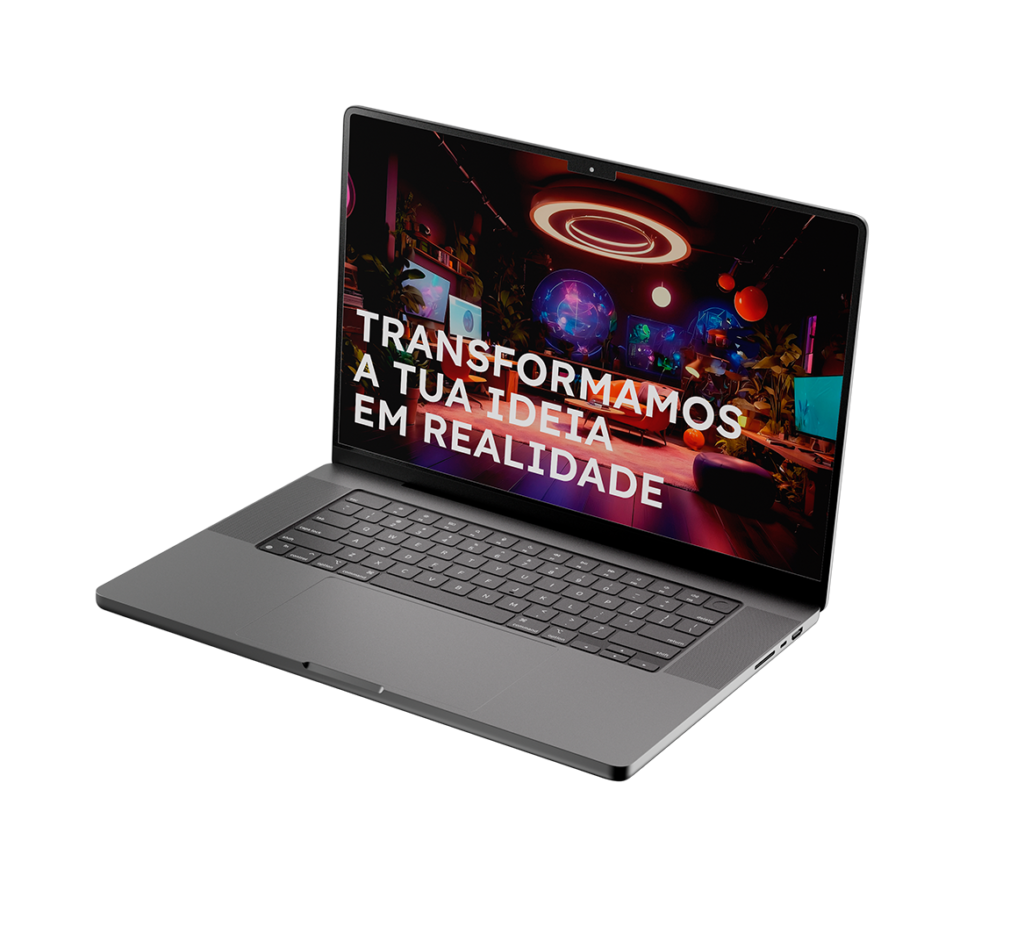 Computador a demonstrar o website da agência de web design e marketing digital.